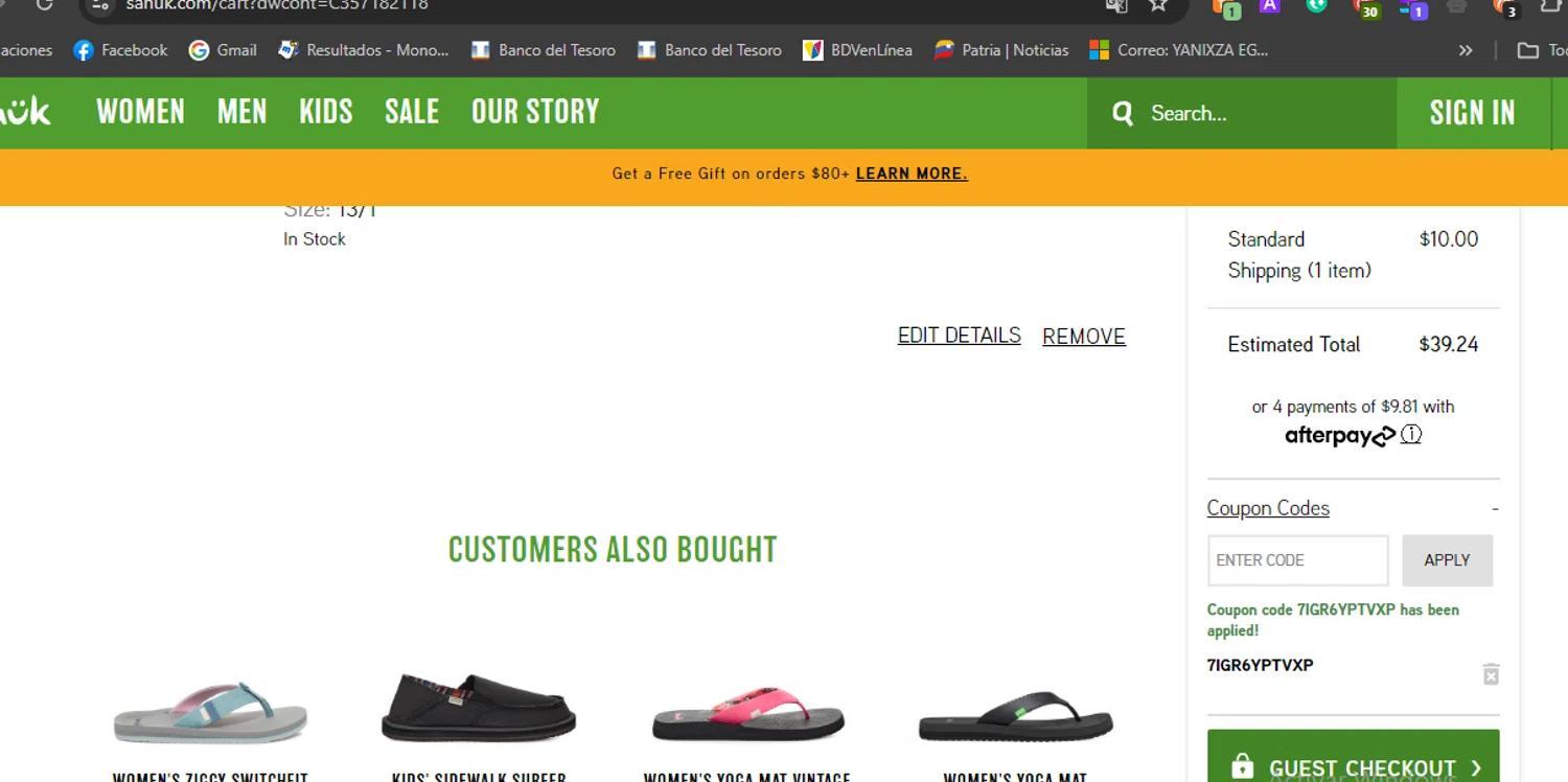 How to apply Sanuk coupon code