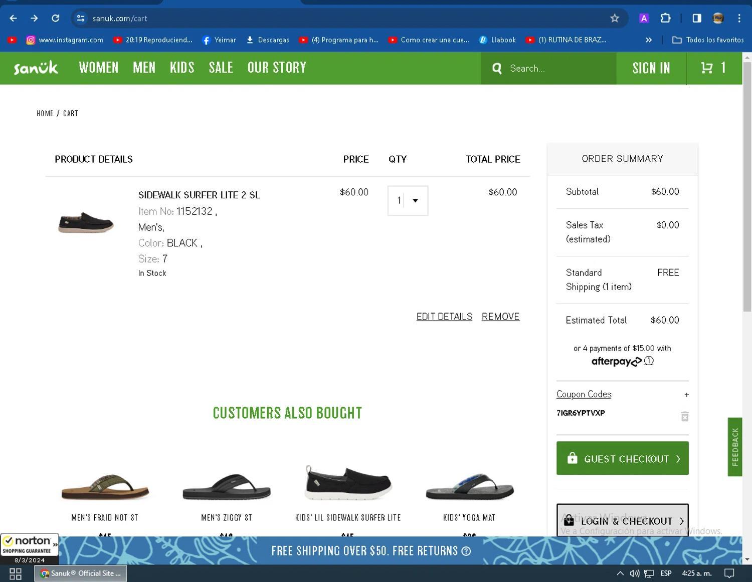 How to apply Sanuk coupon code